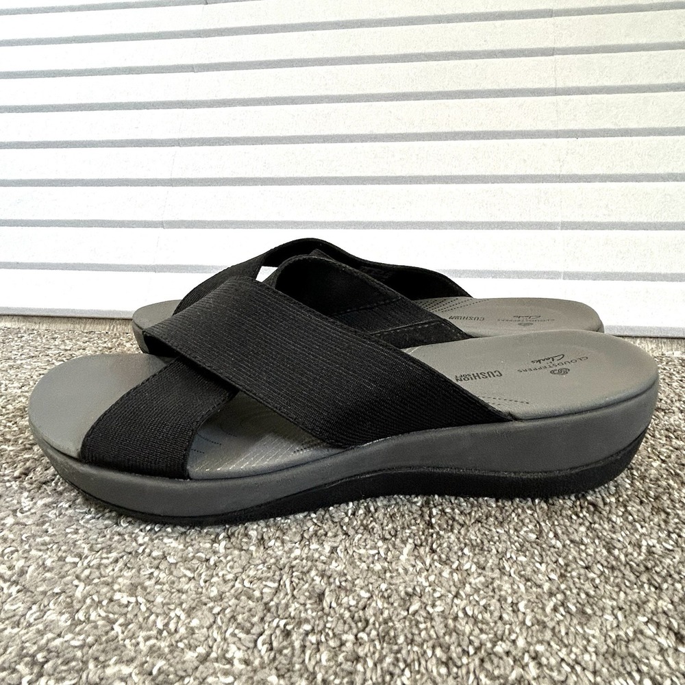 Clarks Cloudsteppers Arla Elin Sandals Women's 9 Black Cross Straps NWOB - Picture 8 of 10